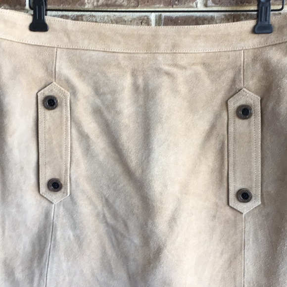 NWOT Topshop Tan Genuine Suede Skirt - Picture 2 of 8
